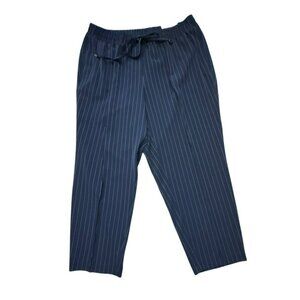 Lane Bryant Navy Blue Striped Pants Size 20 Pull-On Mid Rise Ankle Casual NWT